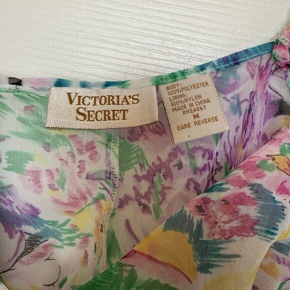 Vintage Victorias Secret Floral Print Babydoll Teddy With Panties Gold Label - Picture 3 of 4